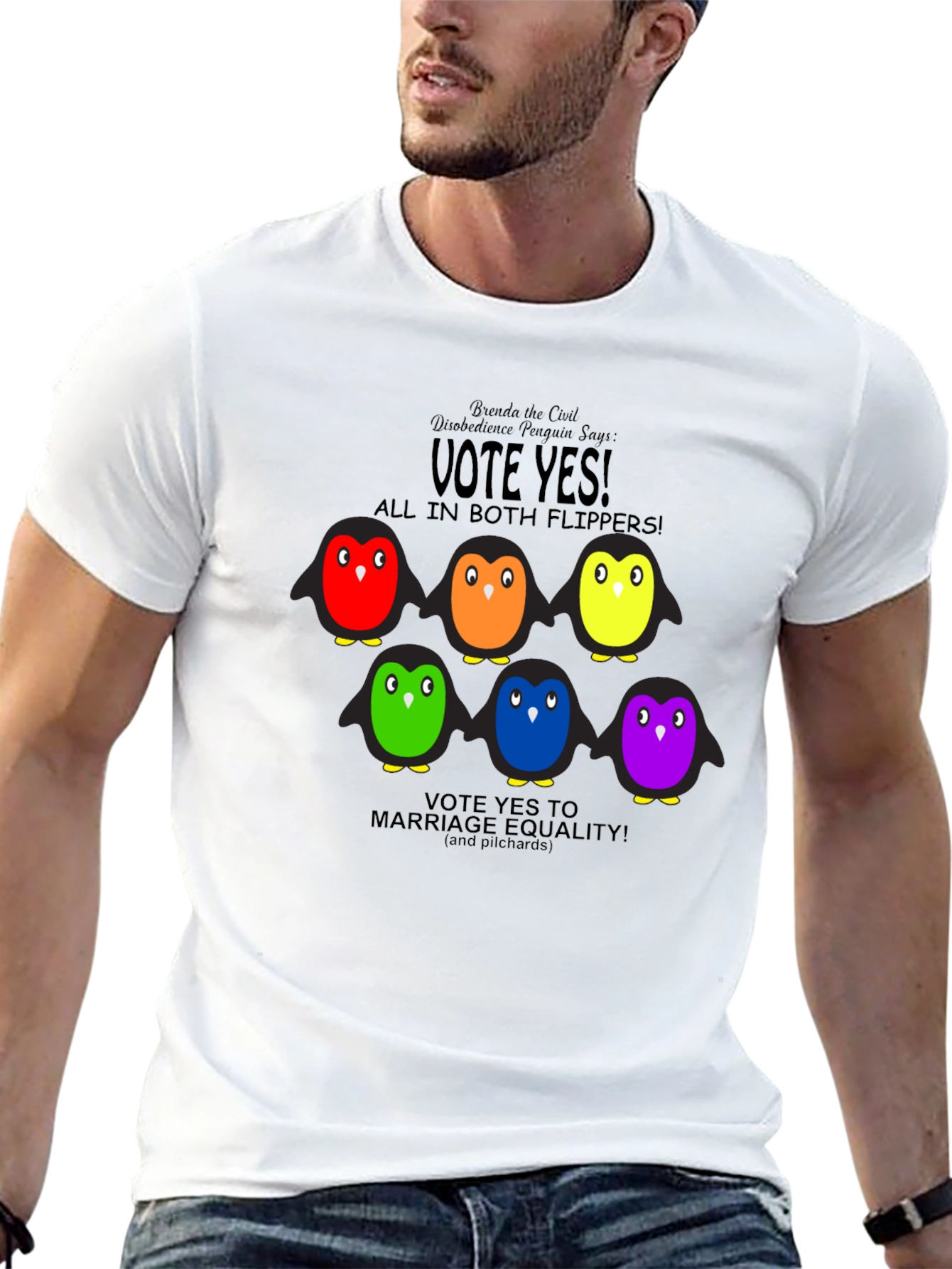 Vote Yes Rainbow Penguin Graphic Tee