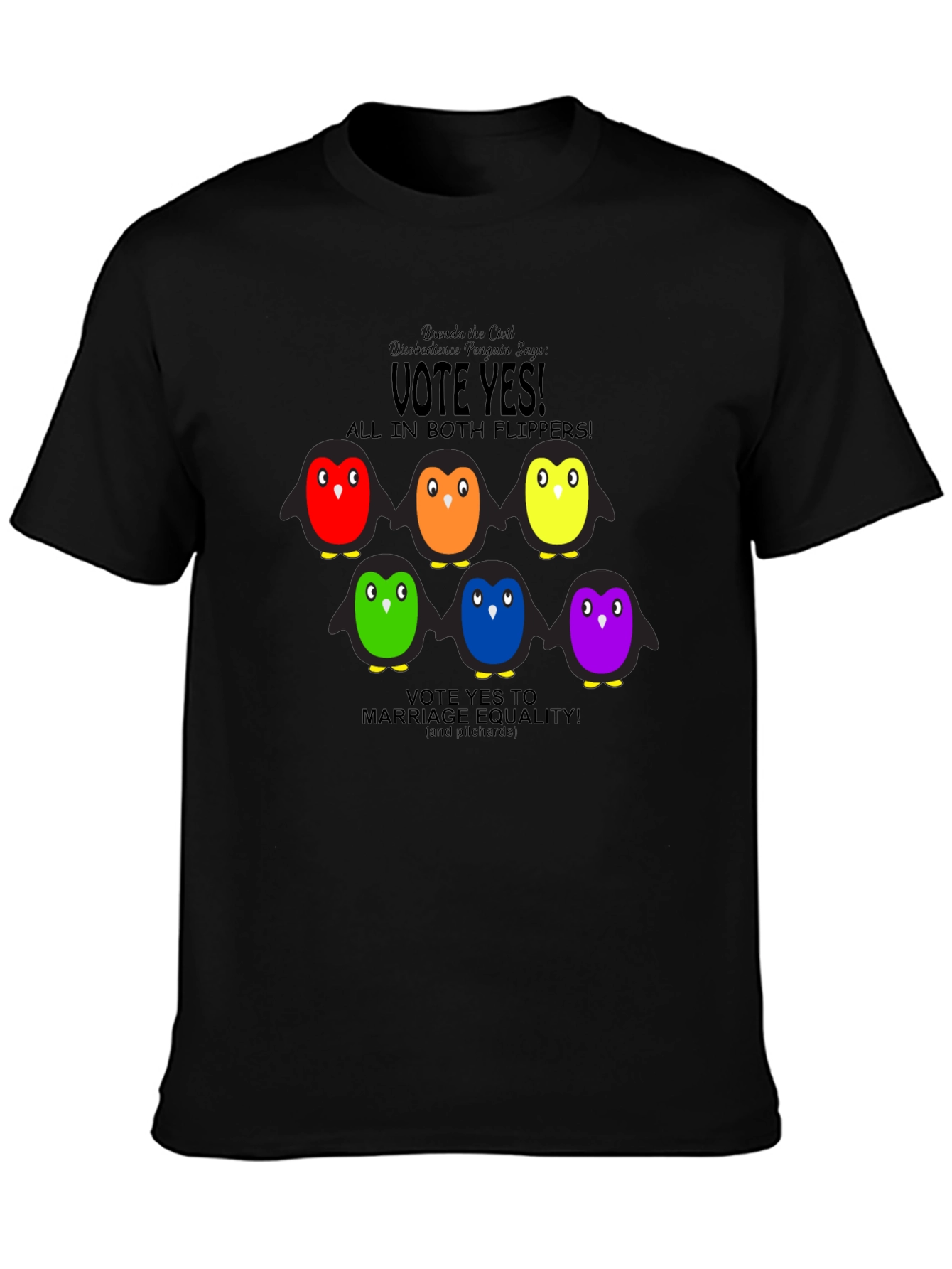 Vote Yes Rainbow Penguin Graphic Tee