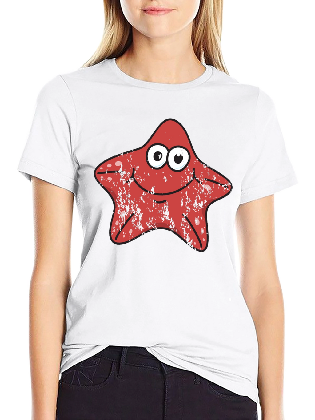 Starfish Graphic Tee - Novelty Cartoon T-Shirt