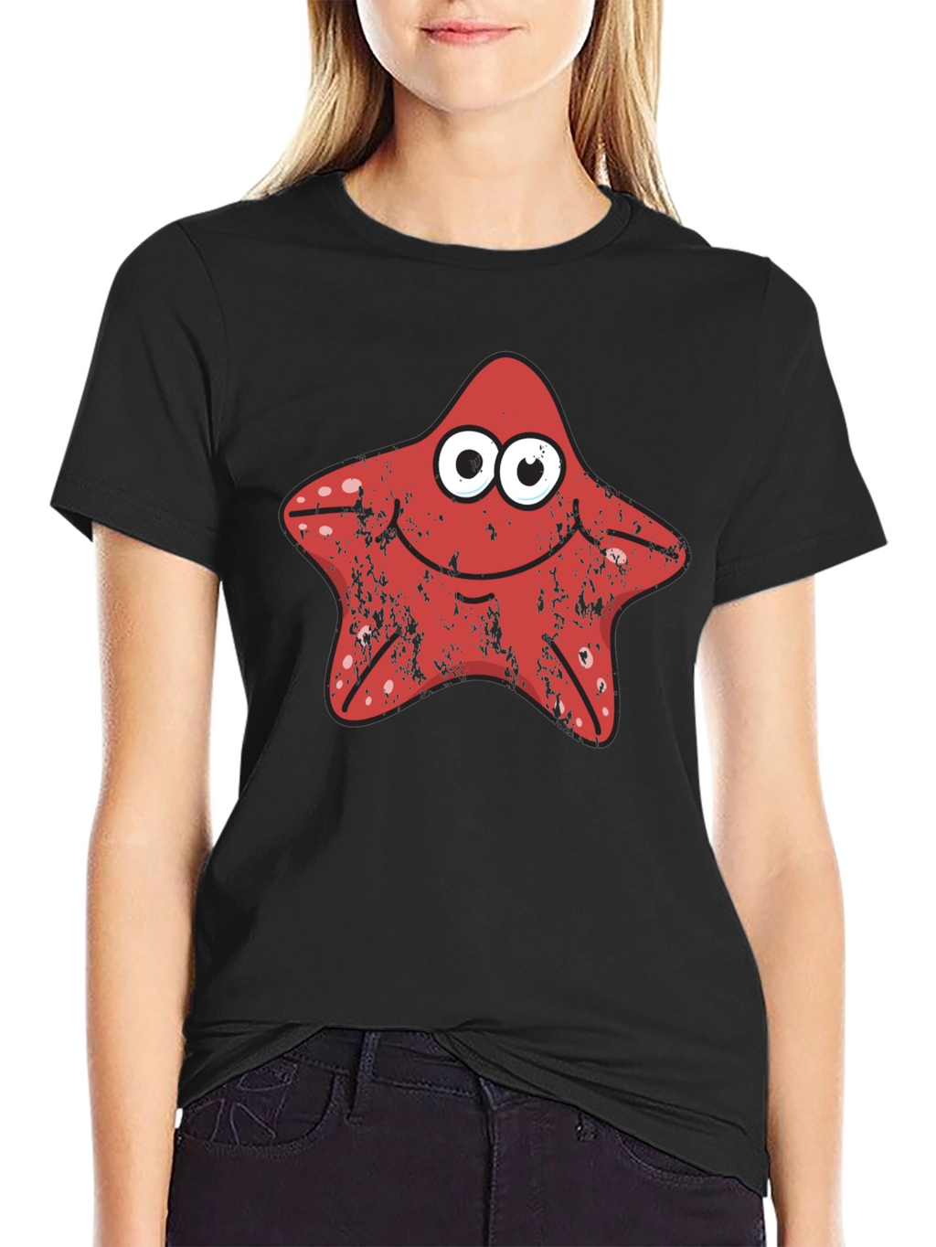 Starfish Graphic Tee - Novelty Cartoon T-Shirt