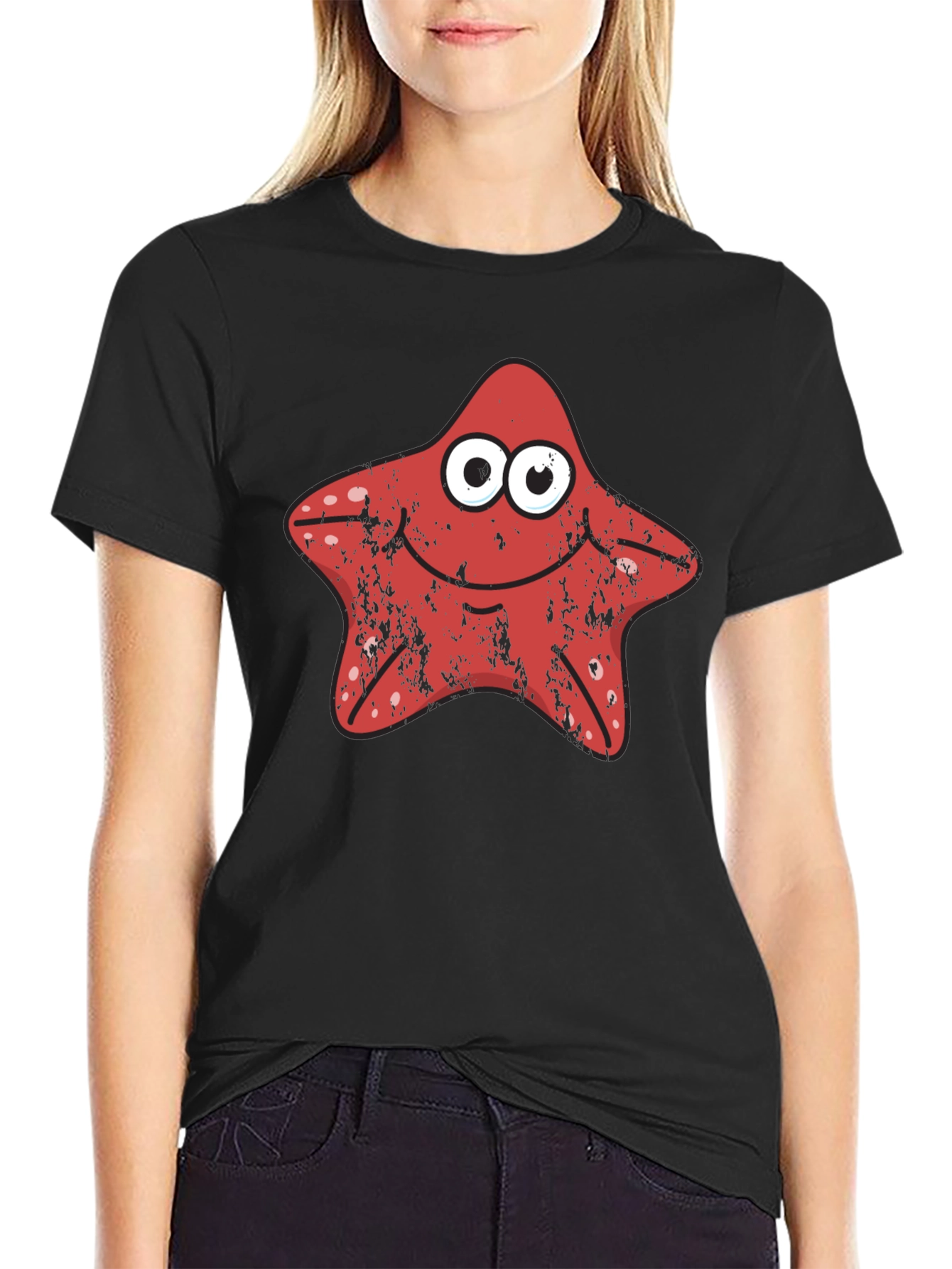 Starfish Graphic Tee - Novelty Cartoon T-Shirt