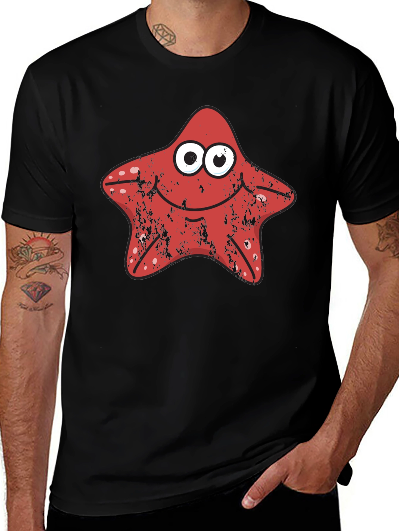 Starfish Graphic Tee - Novelty Cartoon T-Shirt