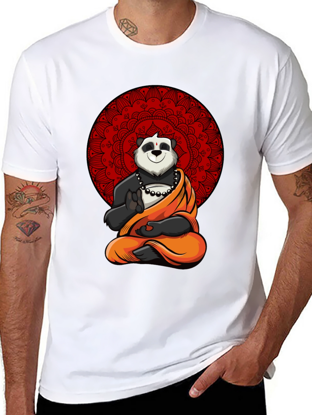 Zen Panda Mandala Graphic Tee - Meditating Comfort