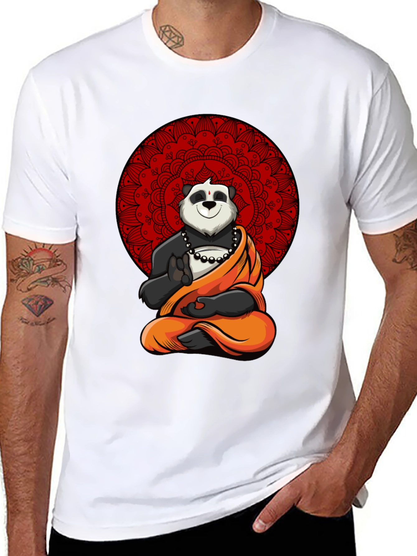 Zen Panda Mandala Graphic Tee - Meditating Comfort