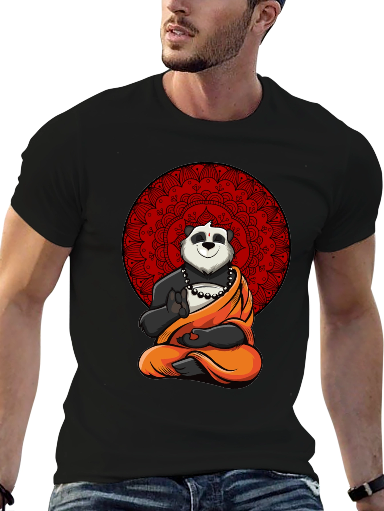 Zen Panda Mandala Graphic Tee - Meditating Comfort