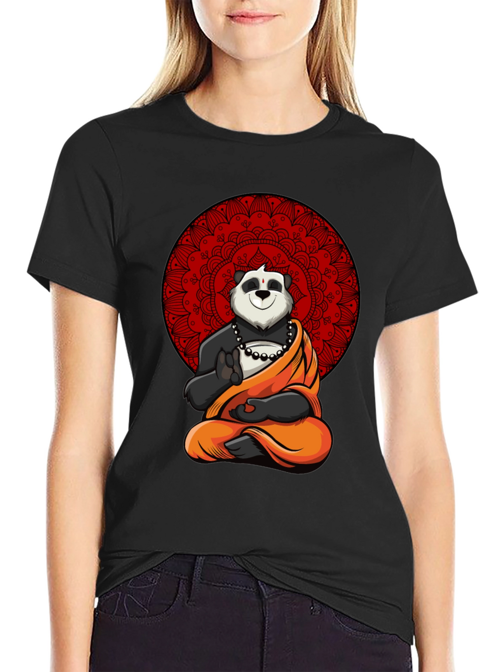 Zen Panda Mandala Graphic Tee - Meditating Comfort