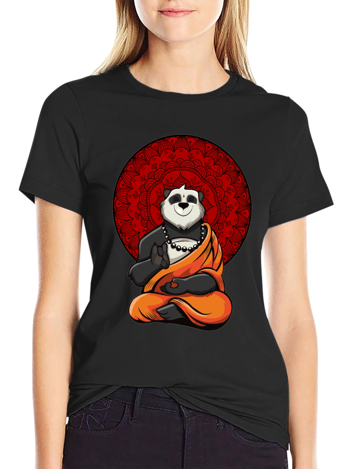 Zen Panda Mandala Graphic Tee - Meditating Comfort