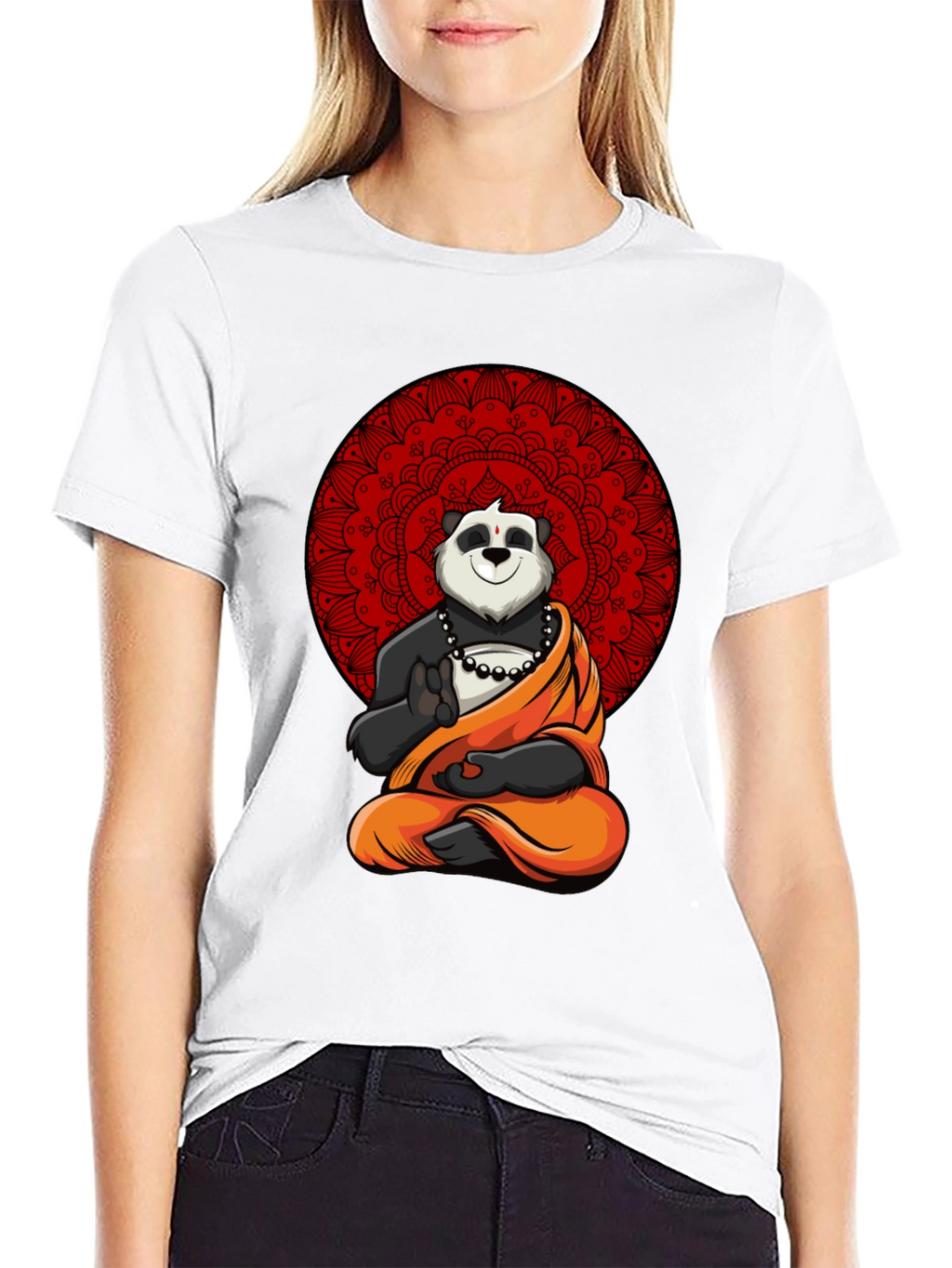 Zen Panda Mandala Graphic Tee - Meditating Comfort