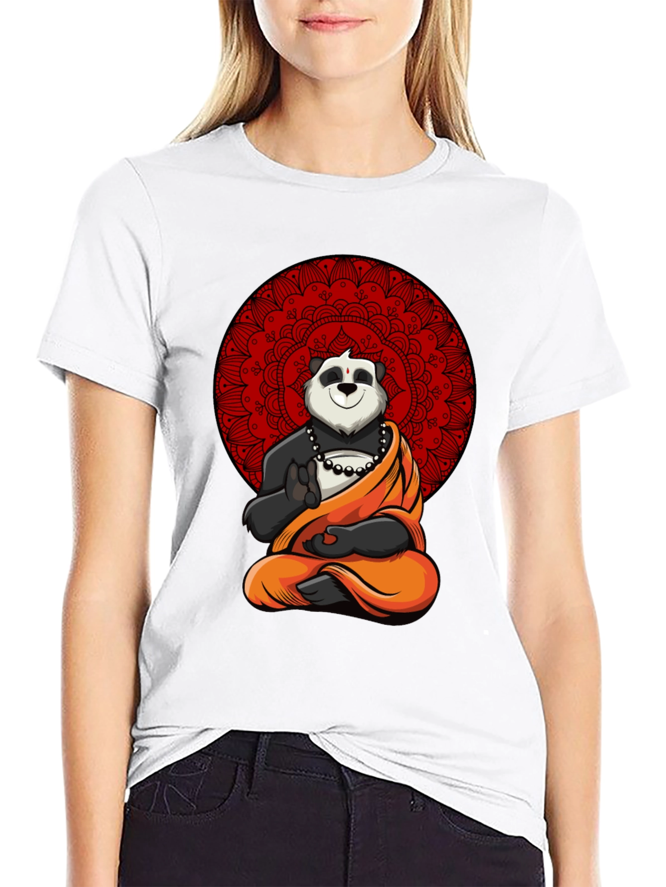 Zen Panda Mandala Graphic Tee - Meditating Comfort