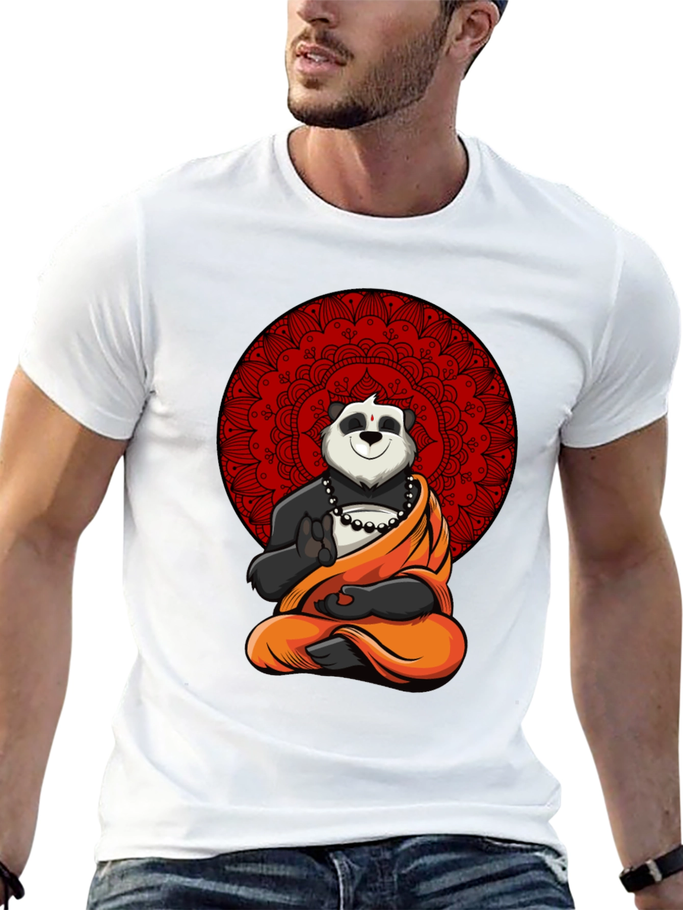 Zen Panda Mandala Graphic Tee - Meditating Comfort