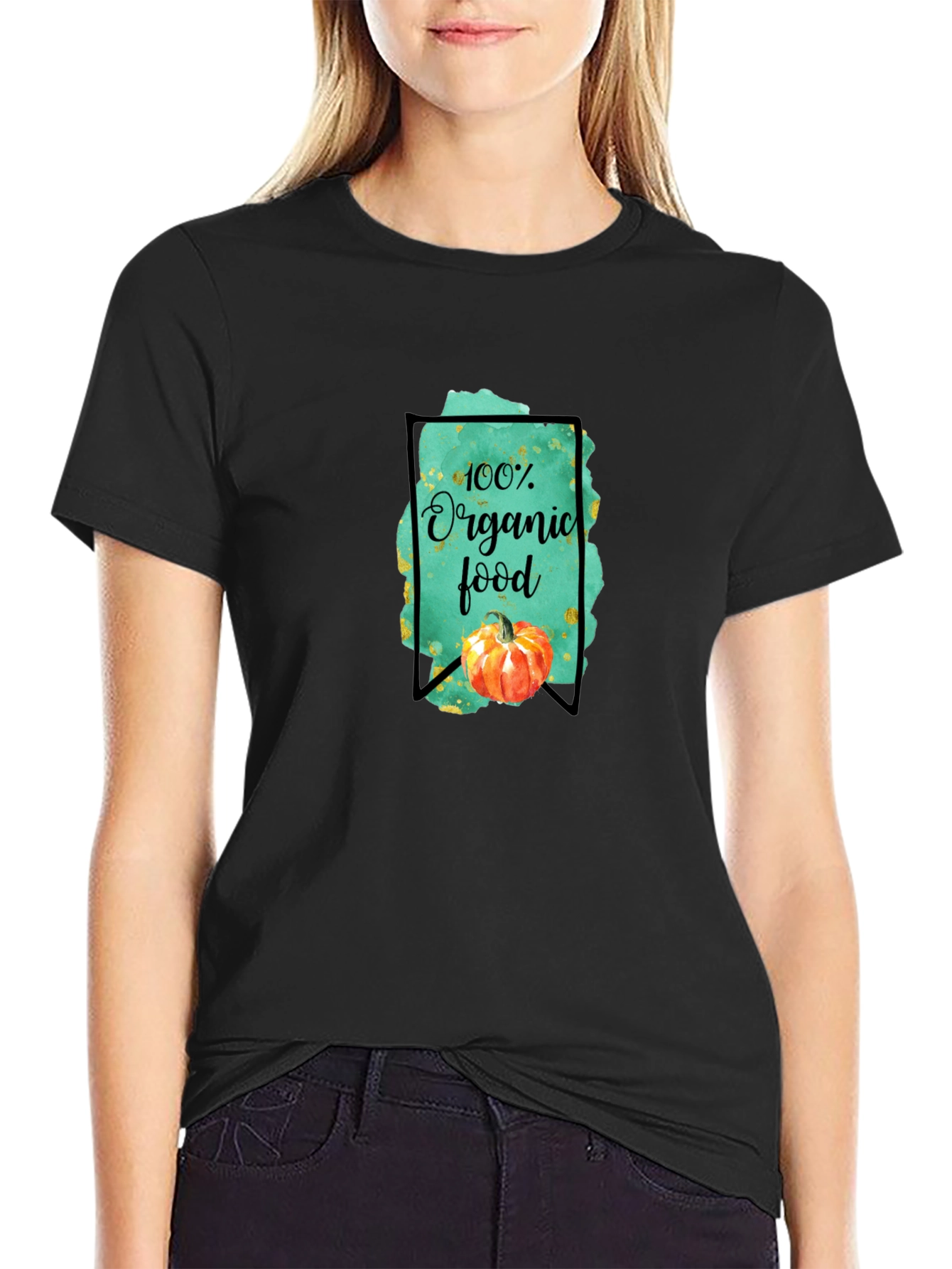 Organic Food Graphic Tee - Black Cotton T-Shirt