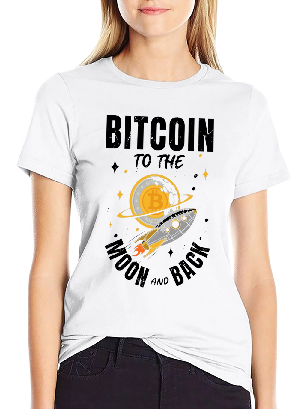Bitcoin to the Moon T-Shirt - Crypto Rocket Tee