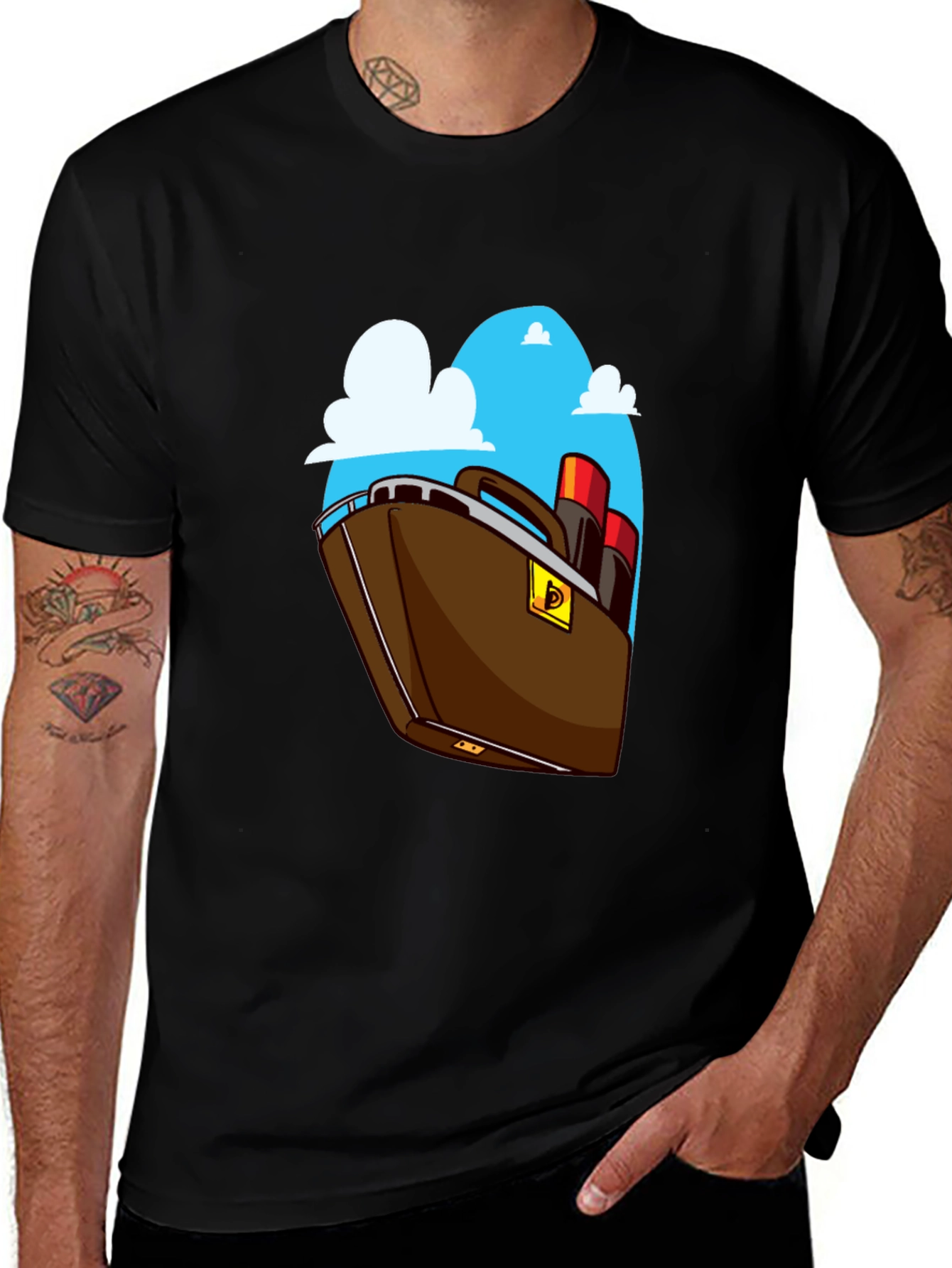 Cartoon Boat Graphic Tee - Black Cotton Comfort