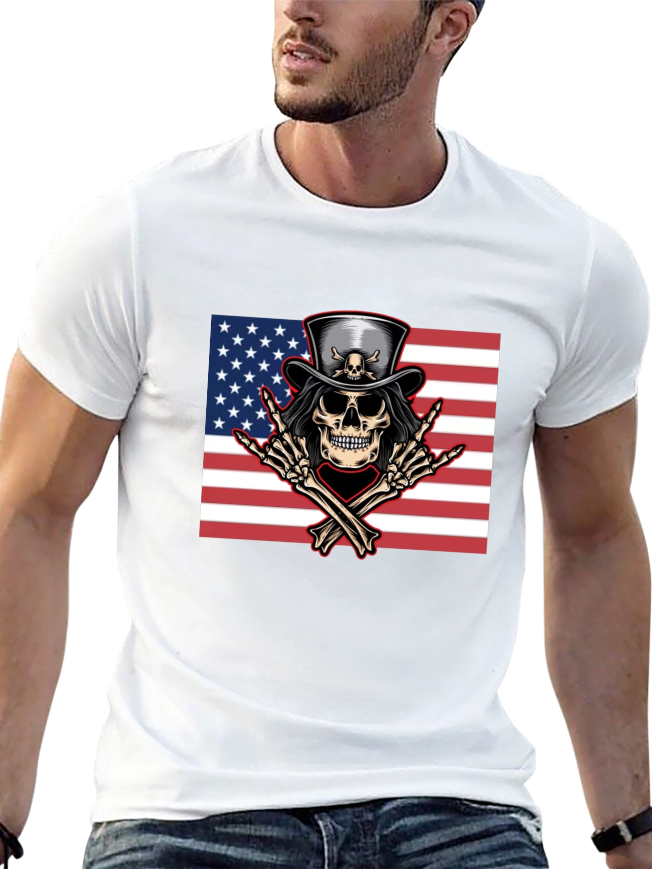 American Skull Rocker Tee - Black