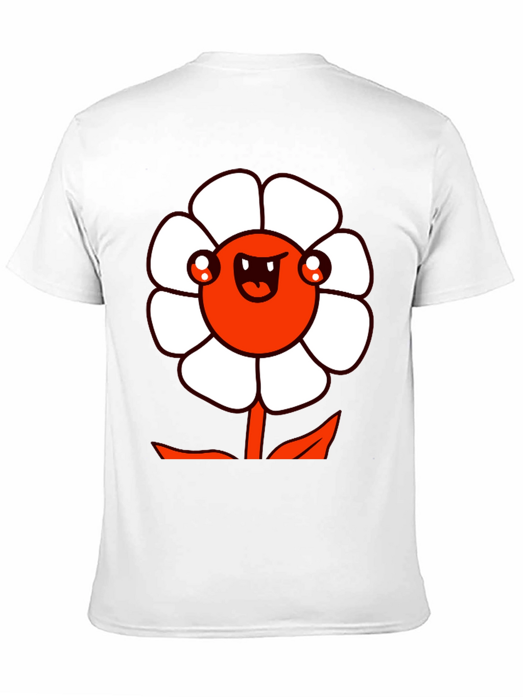 Mens Black Graphic Tee - Cartoon Flower Design