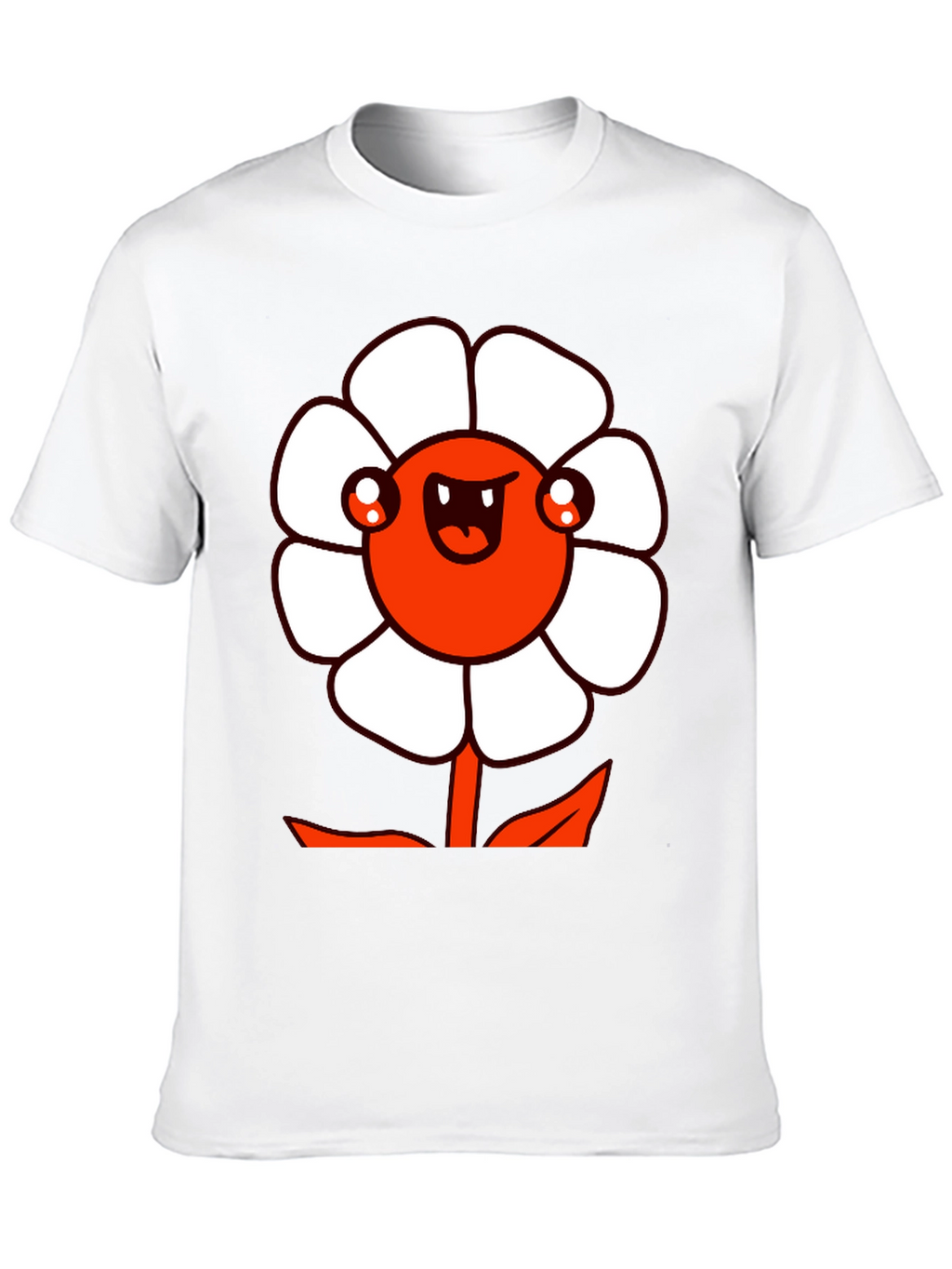 Mens Black Graphic Tee - Cartoon Flower Design