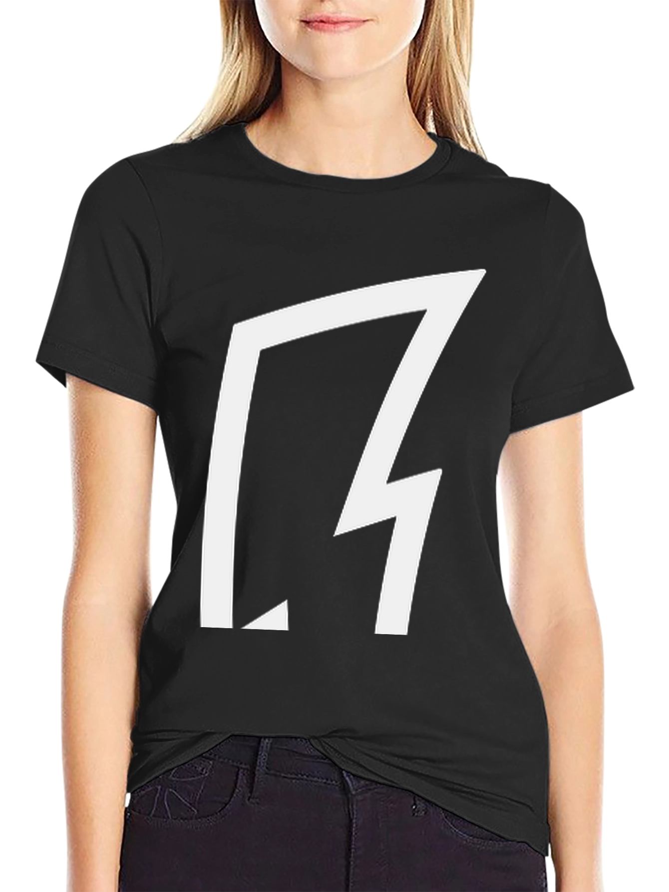 Bold Graphic Tee - Black Cotton with Abstract White Design