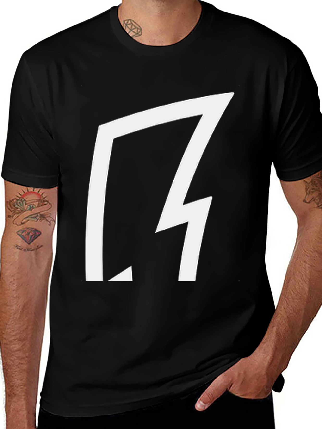 Bold Graphic Tee - Black Cotton with Abstract White Design