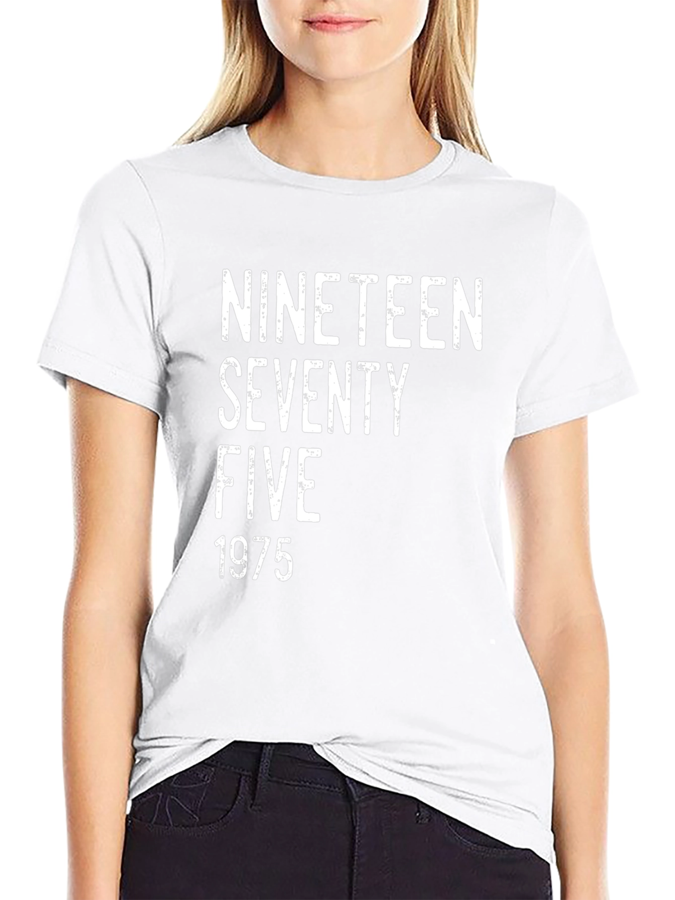 1975 Vintage Style Graphic Tee - Black Cotton Blend