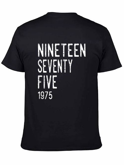 1975 Vintage Style Graphic Tee - Black Cotton Blend