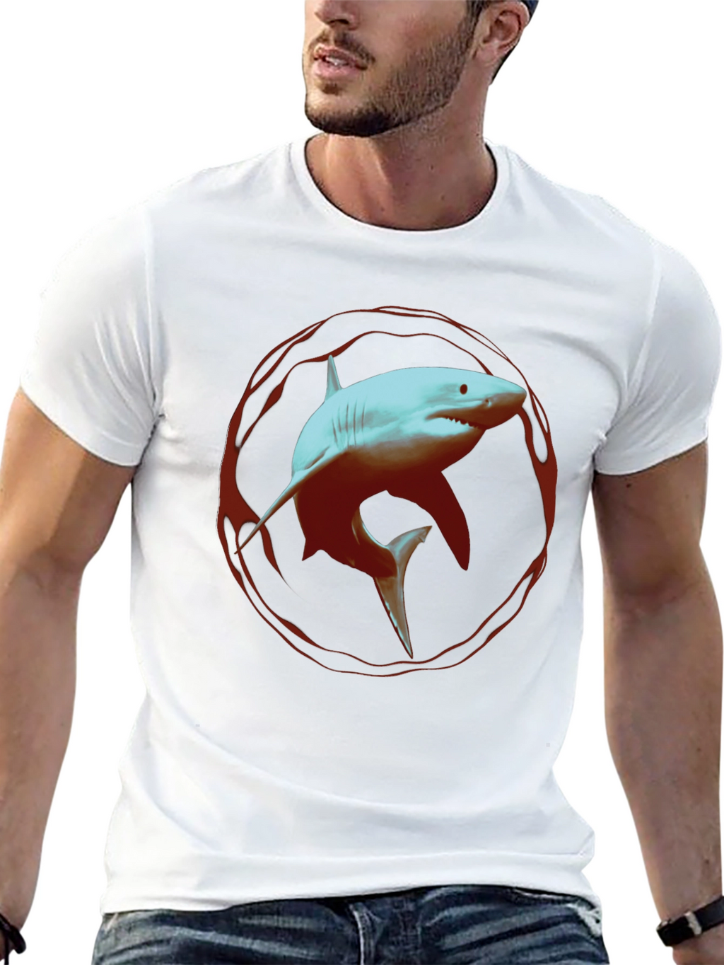 Shark Graphic Print Black T-Shirt