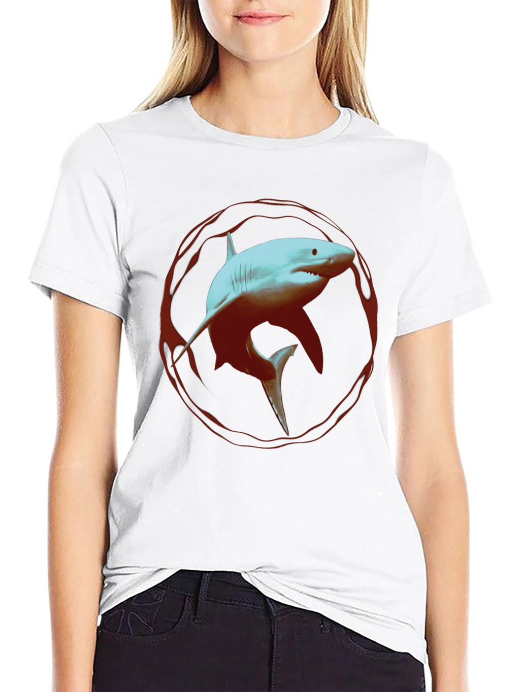 Shark Graphic Print Black T-Shirt