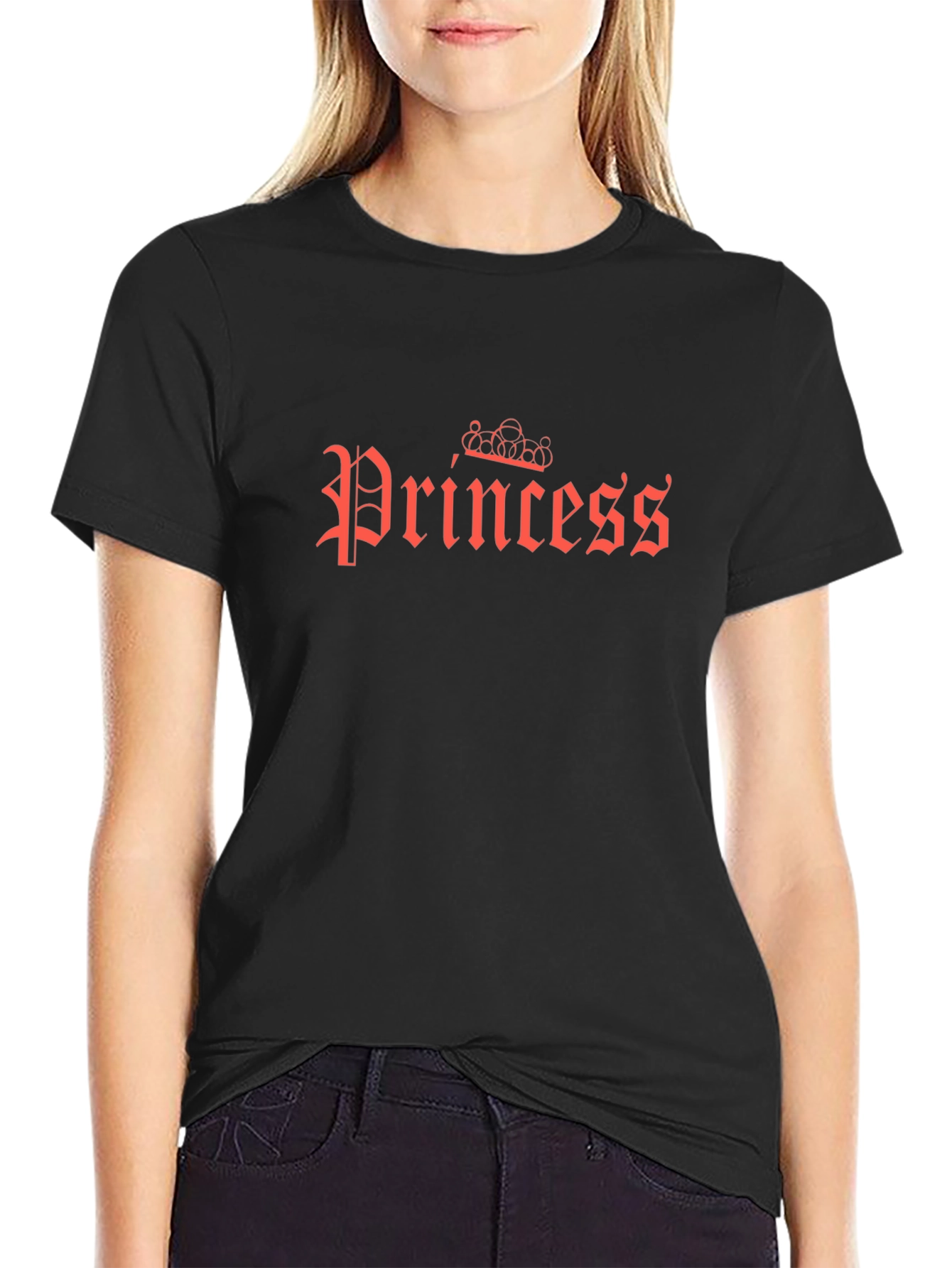 Princess Graphic Tee - Black Cotton T-Shirt