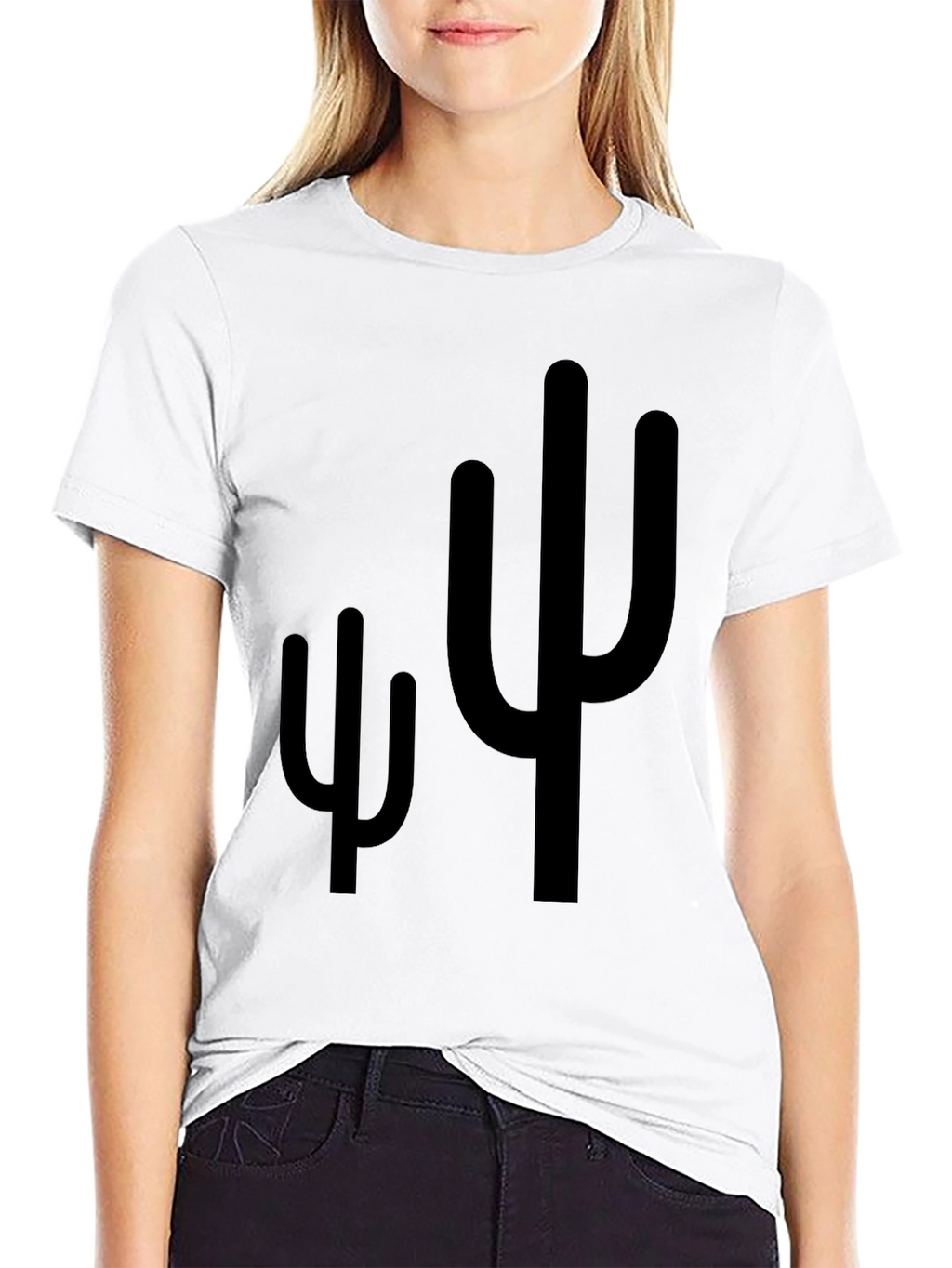 Cactus Graphic Print Mens Black T-Shirt