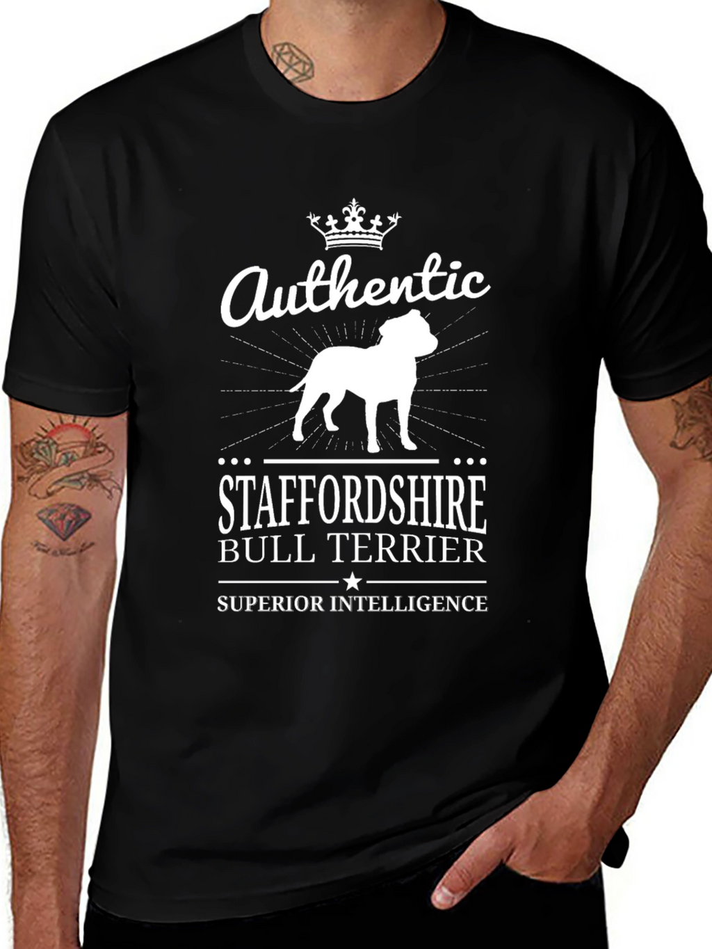 Authentic Staffordshire Bull Terrier Black T-Shirt