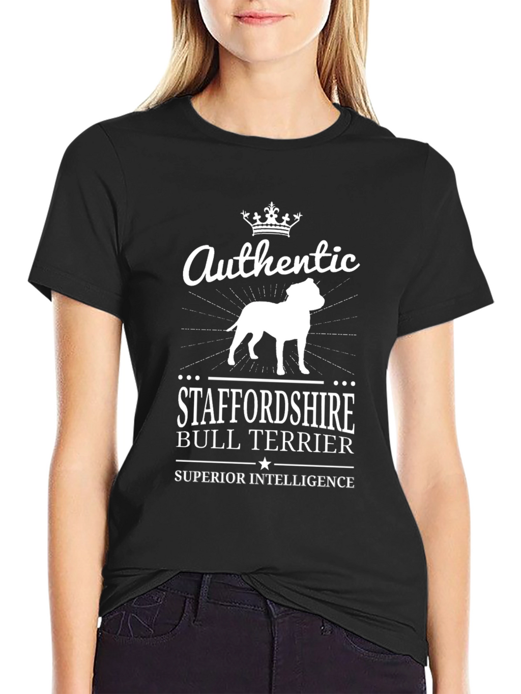 Authentic Staffordshire Bull Terrier Black T-Shirt
