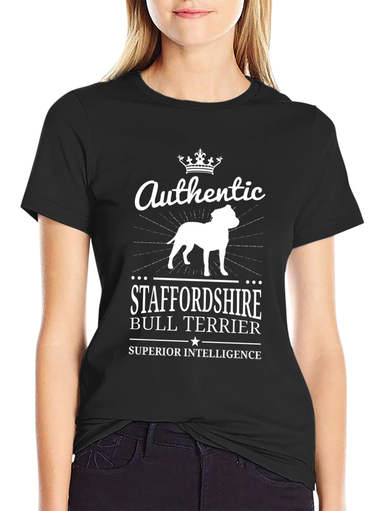 Authentic Staffordshire Bull Terrier Black T-Shirt