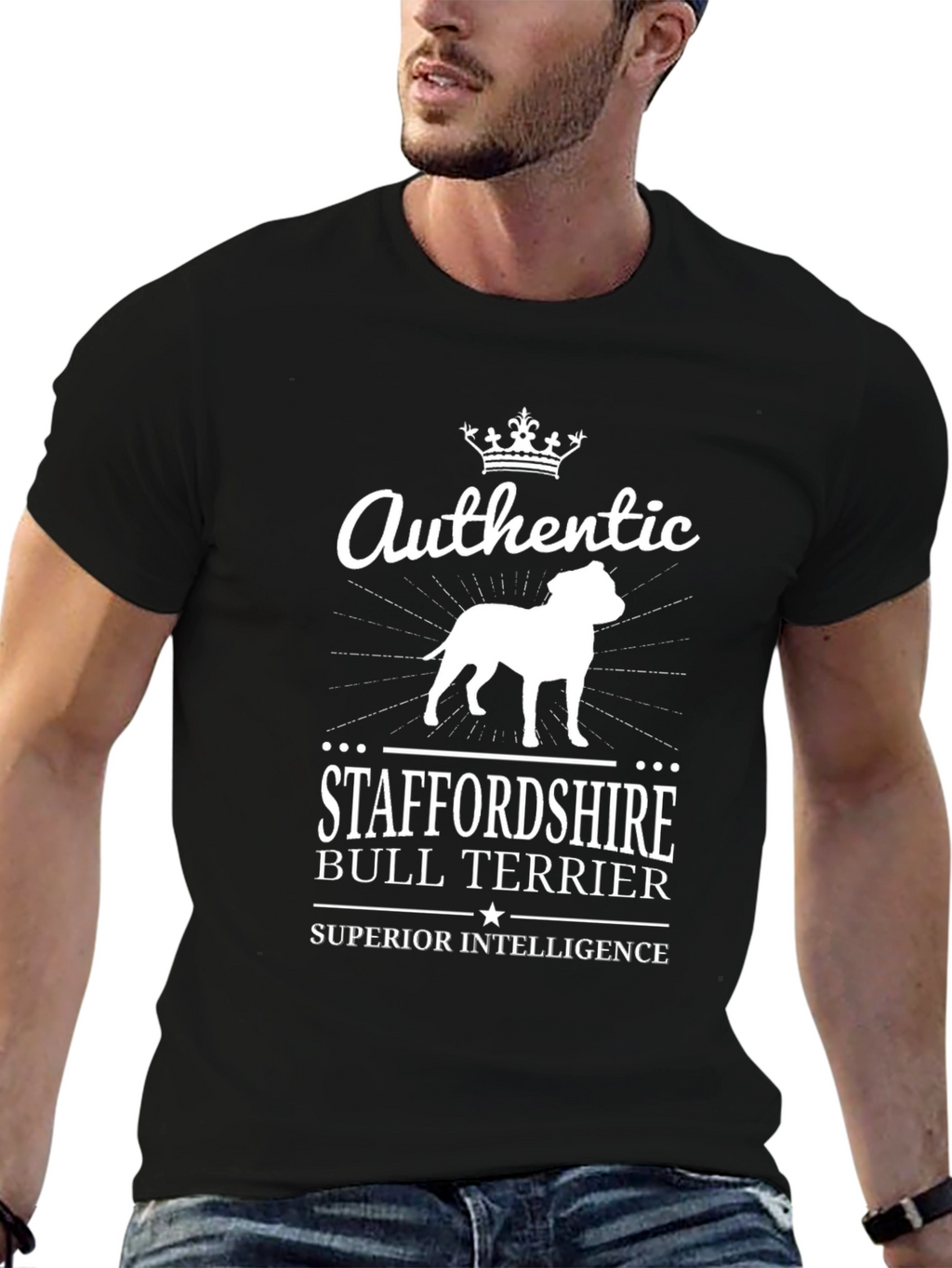 Authentic Staffordshire Bull Terrier Black T-Shirt
