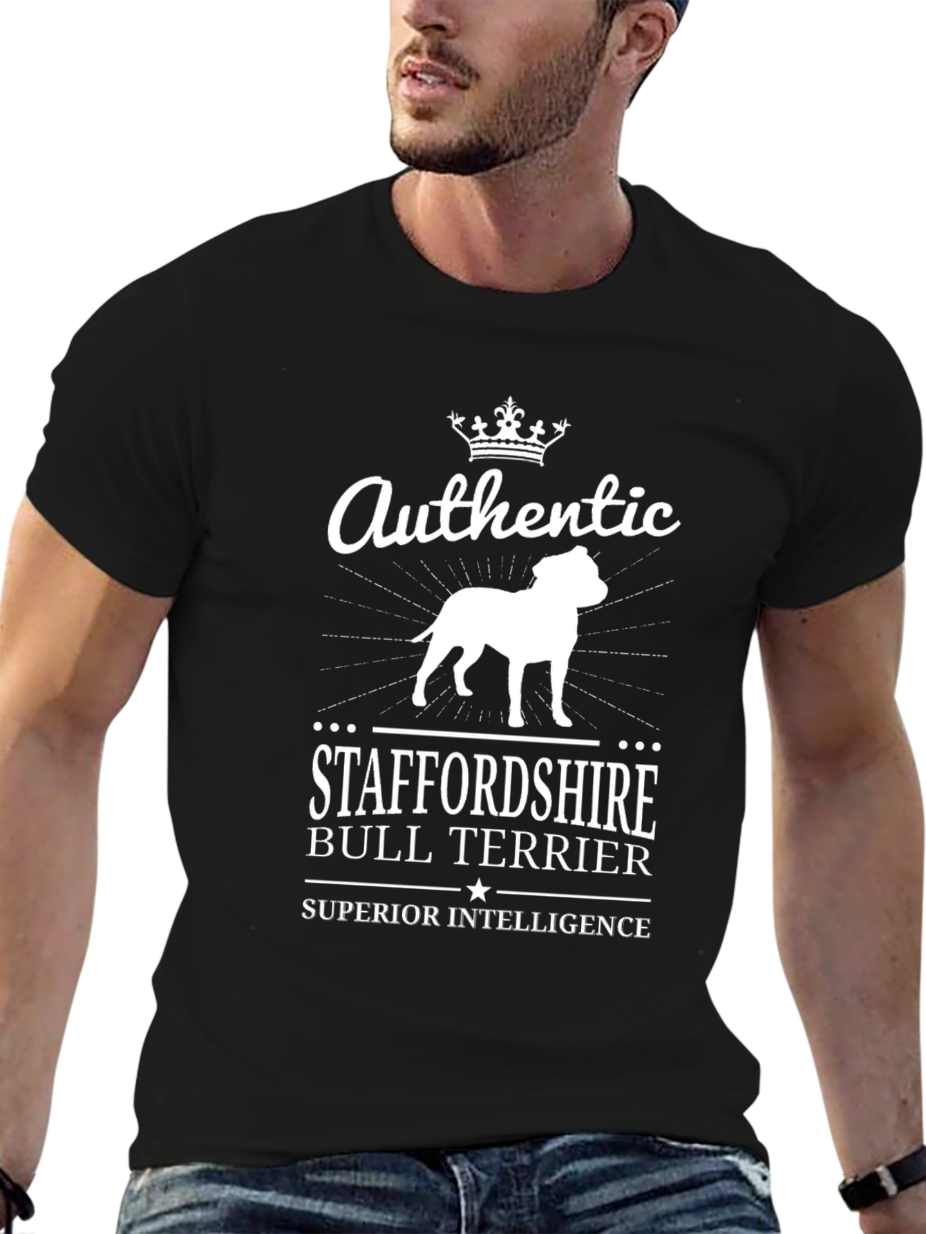 Authentic Staffordshire Bull Terrier Black T-Shirt
