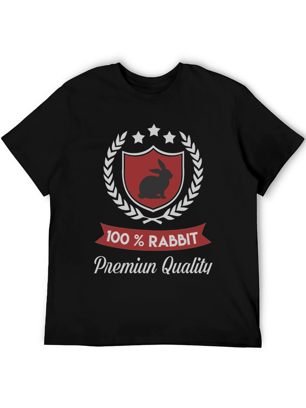 100% Rabbit Premium Quality Black T-Shirt