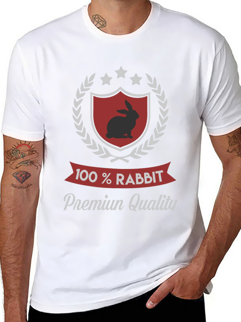 100% Rabbit Premium Quality Black T-Shirt